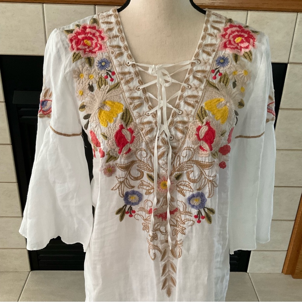 Johnny Was Workshop Flare Sleeve Tunic, Women’s Sz S - Picture 1 of 7